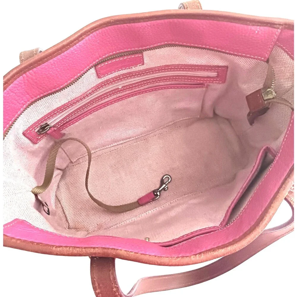 Dooney & Bourke Pink Tote Bag with Brown Trim